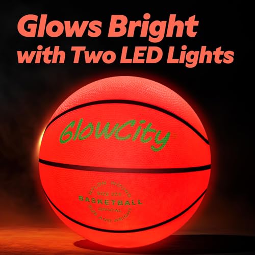 GlowCity Glow in The Dark Basketball Size 5 Rubber No Pump - Night Outdoor Sports Toy