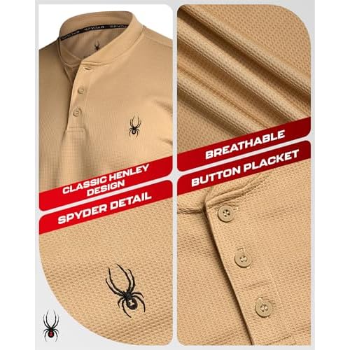 Spyder Mens Henley Shirt - Lightweight Quick Dry Moisture Wicking Long Sleeve Athletic Performance Shirts for Men