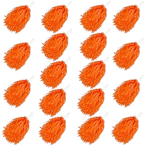 18PCS Orange Cheerleading Pom Poms with Baton Handle - Sports & Dance Accessories