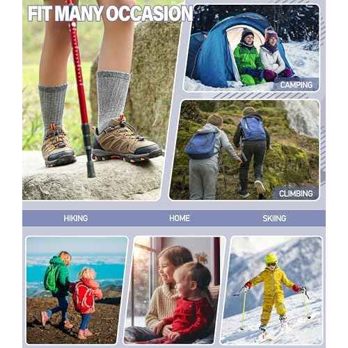 Kids Wool Hiking Socks Boys Girls Merino Wool Socks Thermal Winter Warm Thick Cushion Cozy Boot Crew Socks