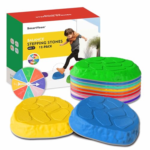 12-Pack Kids Balance Stepping Stones with Non-Slip Edges - Indoor & Outdoor Toys