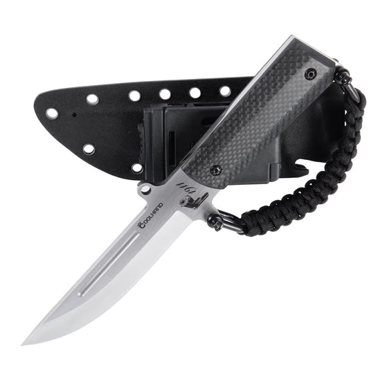 Cool Hand 10.5'' Fixed Blade Hunting Knives, Heavy Duty Survival Knife with Sheath, Drop Point 0.2" Thick 7Cr Steel Blade, Replaceable 1911 Carbon Fiber Grips Handle