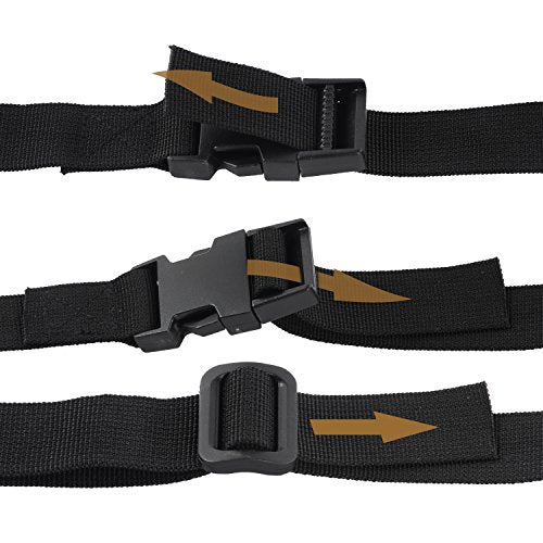 Heavy Duty Luggage Strap 68 Inch Black - 2 Pack for Travel & Camping - Wisdompro Variation