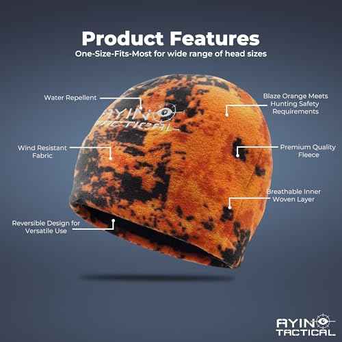 AYIN Hunting Beanie Hat, 2 in 1 Winter Knit Beanie for Men and Women, Reversable Black and Blaze Orange