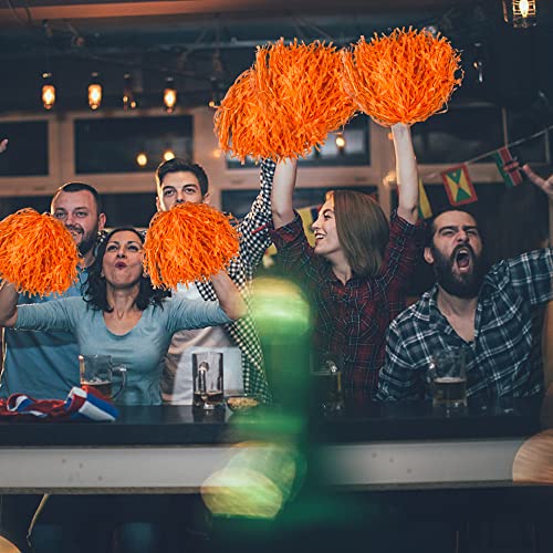 18PCS Orange Cheerleading Pom Poms with Baton Handle - Sports & Dance Accessories