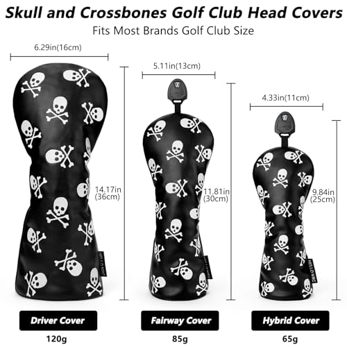 Skeleton Skull Golf Club Headcover for Fairway Wood and Hybrid - Black Variation