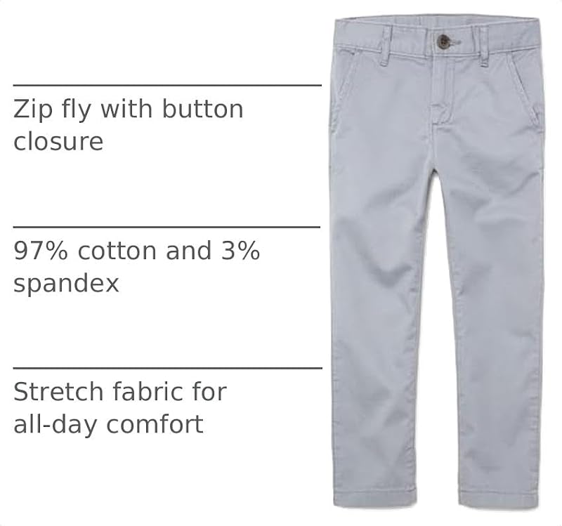 Children's Place Boys Stretch Skinny Chino Pants - Gray, Size 6
