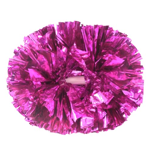 Pink Cheerleading Pom Poms with Baton Handles - 6 Pack, 14 Inch Glitter Team Spirit