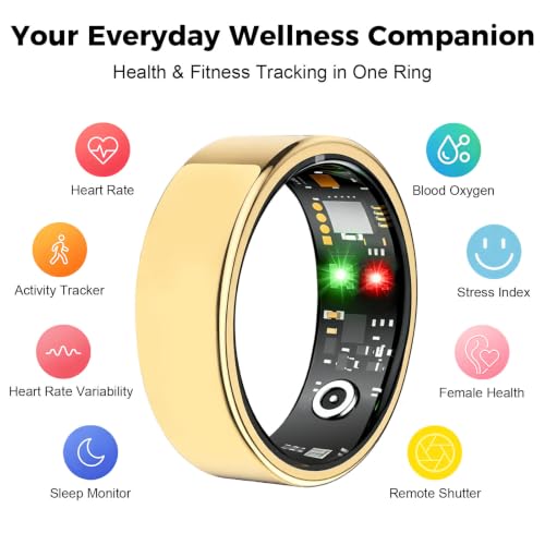 Acmoy Women's Rose Gold Smart Ring Health & Fitness Tracker Size 8