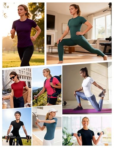 Women's Short Sleeve Compression Shirt - Quick Dry Workout Top, Small, Black