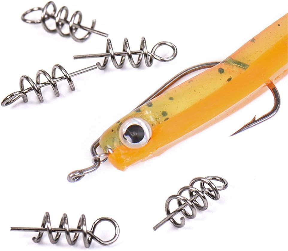 50pcs Fishing Hook Centering Pin Spring Twist Lock for Soft Lure Bait Worm Crank Terminal Tackle and Accessories