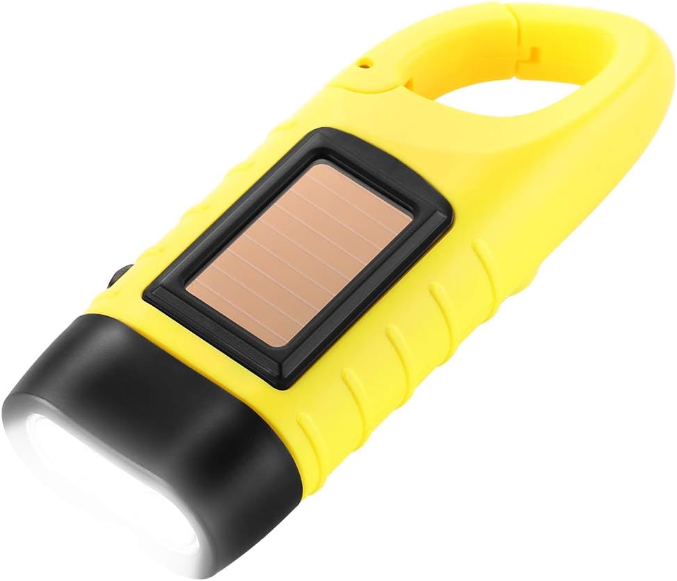 Simpeak 2-Pack Hand Crank Solar Powered LED Flashlight, Emergency Survival Flashlight Torch for Outdoor Sports, Green