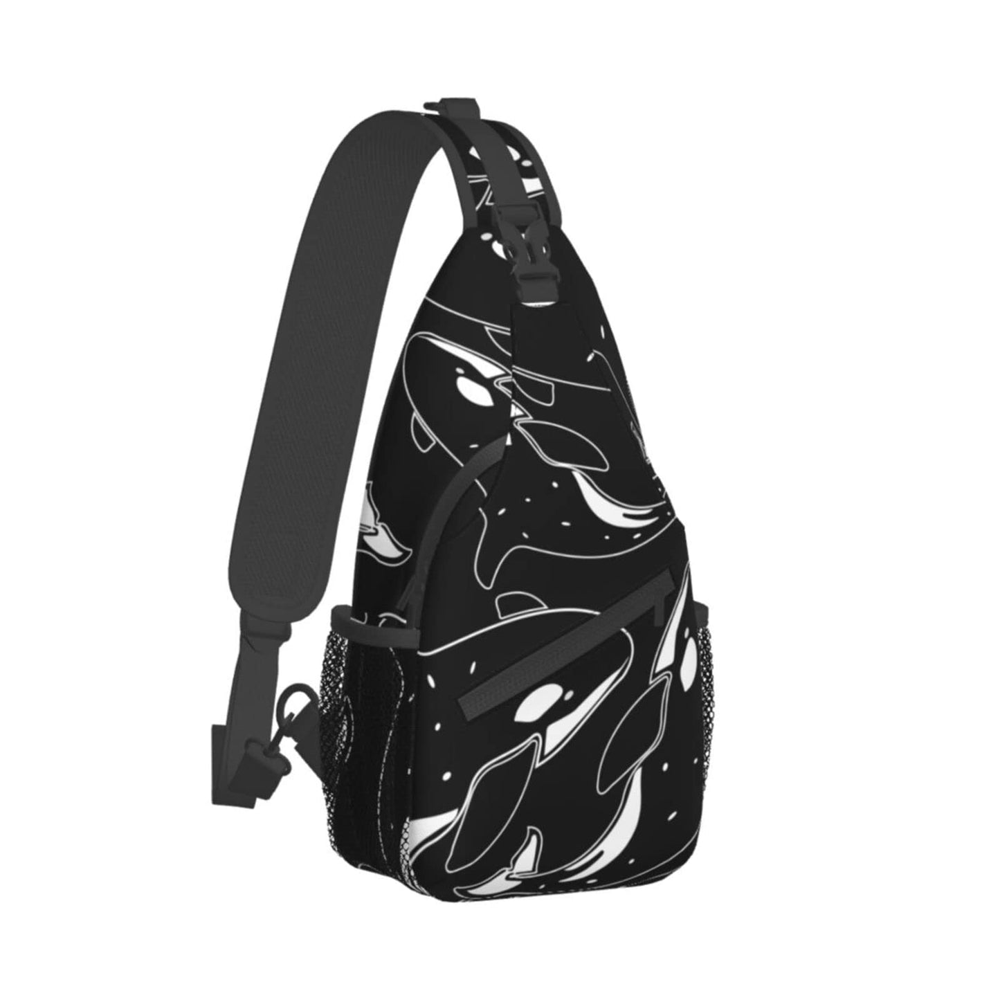 FYCFSLMY Whale Orca Killer Black Crossbody Sling Backpack For Women & Men Chest Sling Backpack Casual For Travel Hiking