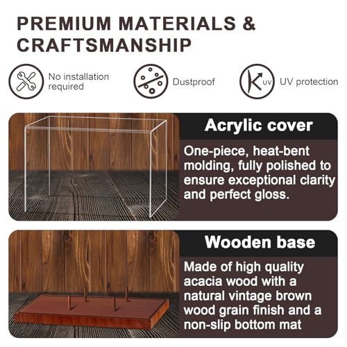 Football Display Case - Acrylic Clear UV Protected with Solid Wood Base - Brown Variation