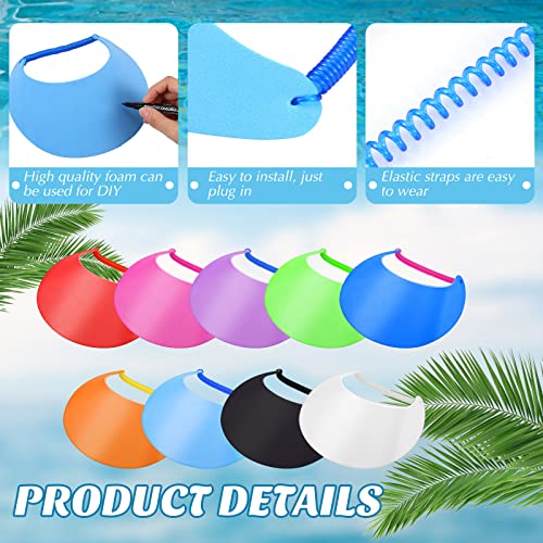 Hanaive 9 Pcs Foam Sun Visors for Women and Kids - Classic Colors