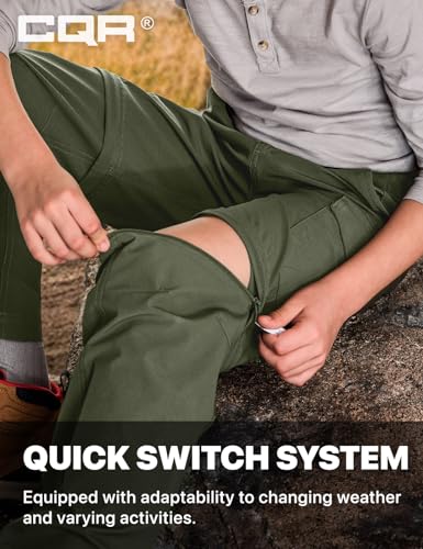 Kids Youth Hiking Cargo Pants Large Trek Army Green UPF 50+ Quick Dry Convertible
