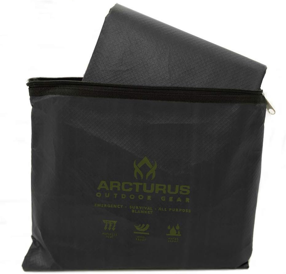 Arcturus Insulated Tarp | Reusable Heavy Duty Thermal Survival Blanket – 60 x 82 inches, Reflects 90% Body Heat, Waterproof, Windproof, 3-Layer Design, Reinforced Grommets, Olive Green