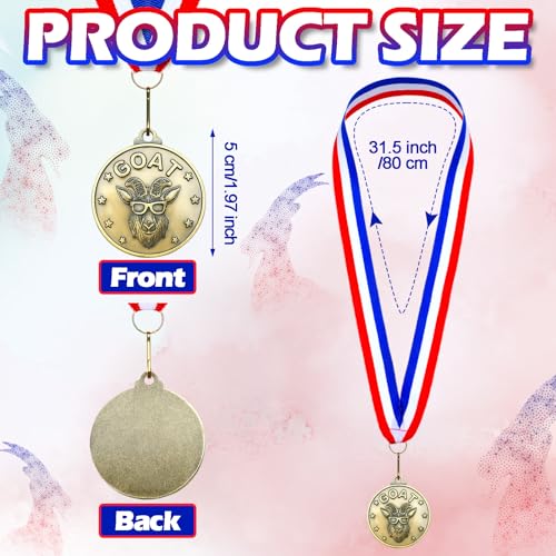 60 Pcs Goat Medals Bulk with Neck Ribbons Award Medals for Sports & Events