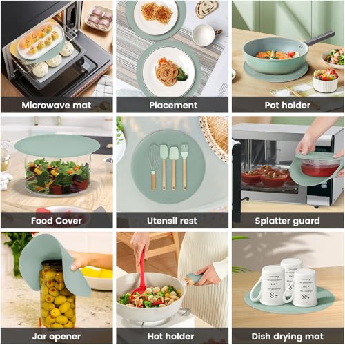 Microwave Splatter Cover with Silicone Trivet and Food Cover - Multi-use Kitchen Protector