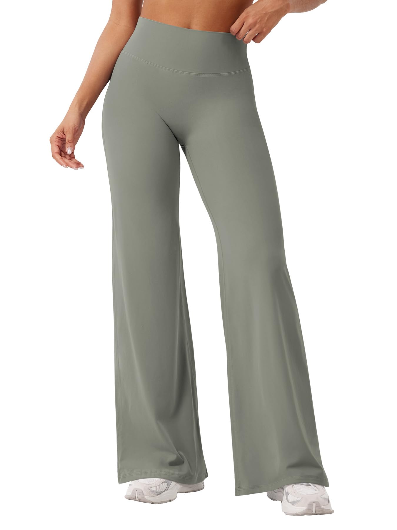 YEOREO Workout Leggings Womens No Front Seam Straight Leggings 31.5" High Waist Buttery Eddiy Gym Yoga Pants Gray Green XXS