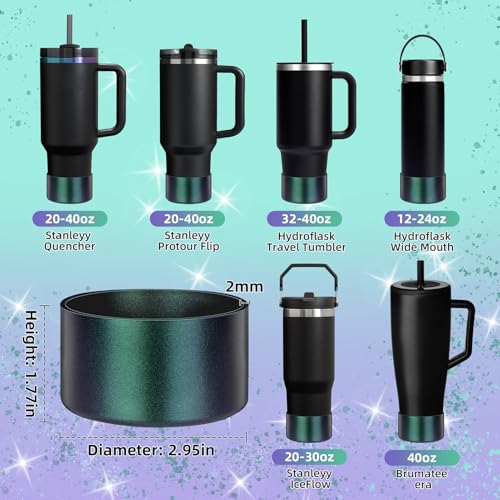 Glossy Gradient Silicone Boot, Compatible with Stanley H2.0 20-40oz & IceFlow 20-30oz, Chameleon Metallic Shimmer Cup Sleeve Protector for Hydroflask and Bottle Bottom with 2.8-3in