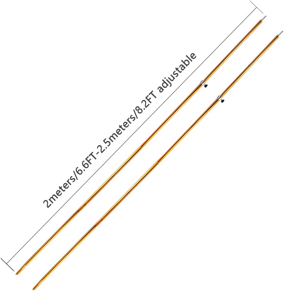Odoland Adjustable Telescoping Aluminum Tarp and Tent Poles Set of 2 - Collapsible Lightweight for Camping, Backpacking, Hammocks, Sun Shade Shelters, and Awnings