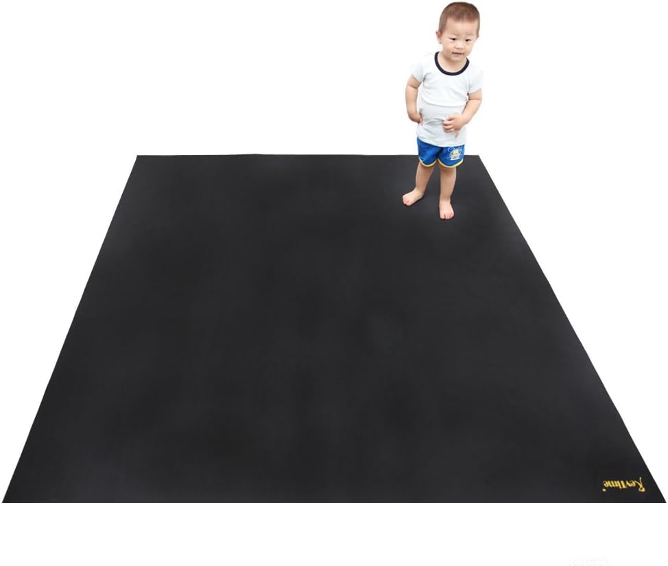 RevTime Extra Large Exercise Mat 8 x 6 Feet (96"x 72"x1/8") Heavy Duty Home Workout Gym Rubber Floor Mat, Best for Carpet & Hardwood Floor, Black