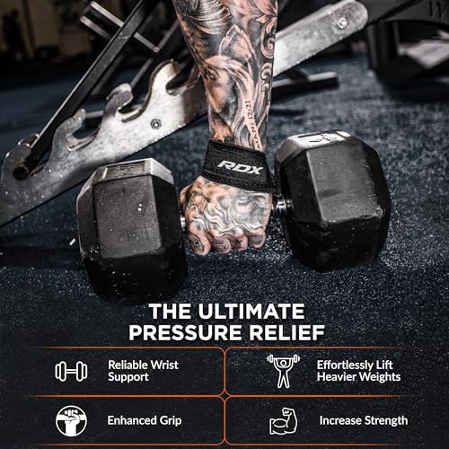 Black RDX Lifting Straps for Weightlifting - 100% Cotton, 60cm, Anti-Slip Grip