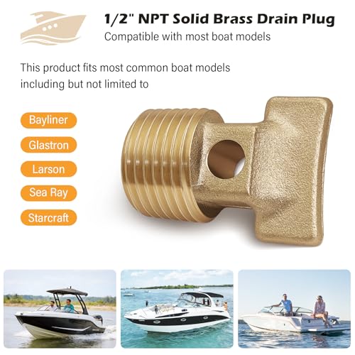 Boat Garboard Drain Plug 1/2" NPT Solid Brass Marine Drain Fitting