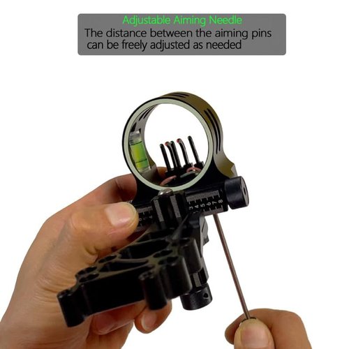 Compound Bow 5 Pin Sights - Long Bar Bow Sight, No Tools Required Adjust Elevation & Windage, with Sights Light & Lenses Adapter Archery Sight