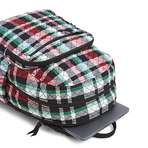 Vera Bradley Women's Cotton Campus Backpack, Ribbons Plaid - Recycled Cotton, One Size
