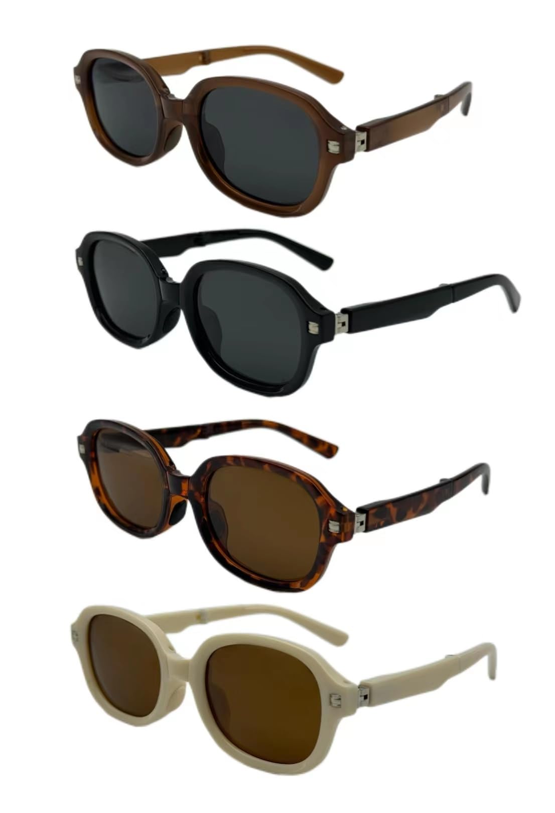 Folded sunglasses with UV protection for both men and women, suitable for fishing, beach, driving(White)