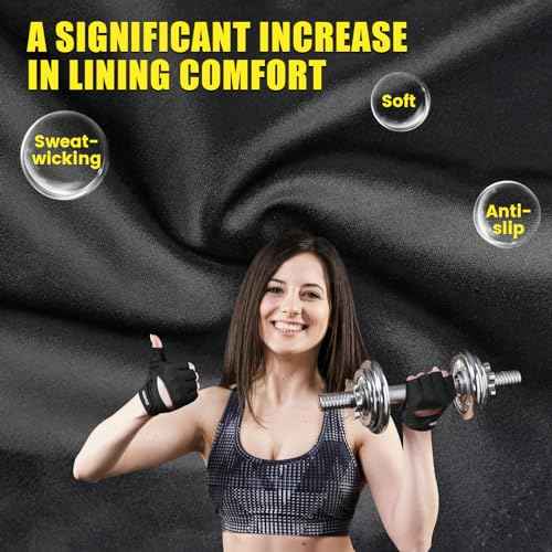 Ventilated Weight Lifting Gloves, Thick Padded Workout Gym Gloves with Full Palm Protection & Grip & Shock Absorption for Women & Men's Fitness Exercise Training