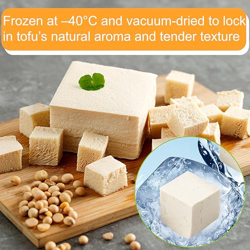 6.5oz Freeze Dried Tofu Cubes ? 1cm Bite-Sized High Protein Dehydrated Tofu ? Instant Vegan Food for Ramen Toppings, Miso Soup, Hiking & Emergency Keto Meals