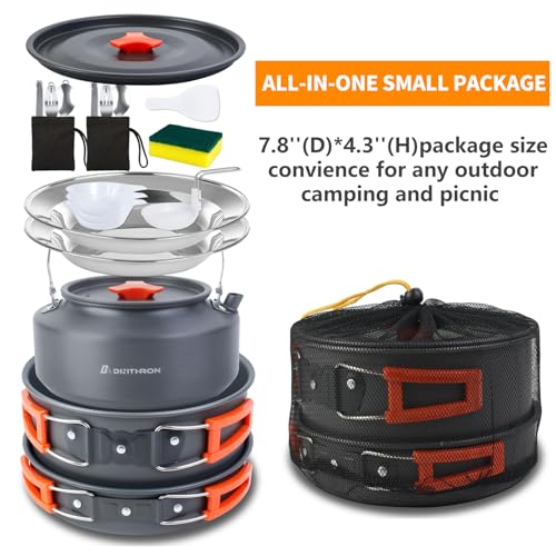 18-Piece Camping Cookware Set with Aluminum Pots and Utensils