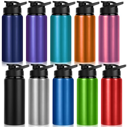 20oz Aluminum Water Bottles Bulk Pack - 10 Colors Reusable Leakproof Sport Bottles