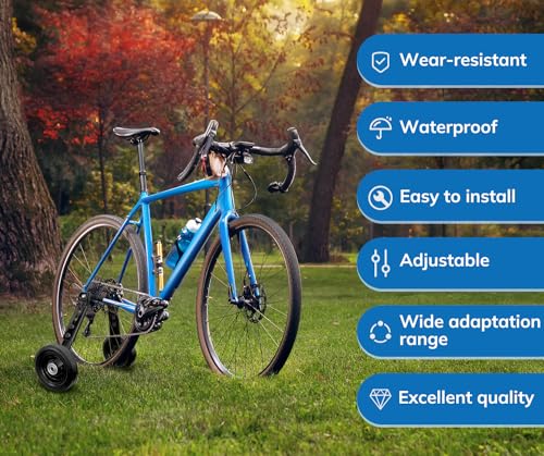 Black Thicken Bike Training Wheels for Adults 24-28 Inch Bikes Heavy Duty Steel