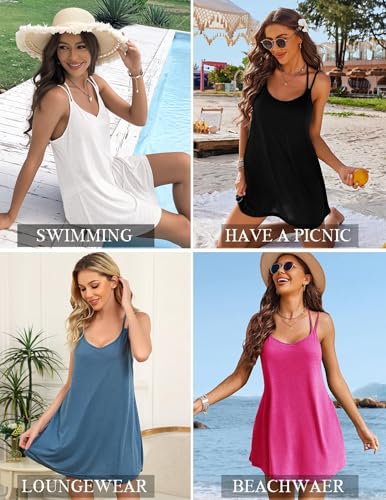 AI'MAGE Women's Spaghetti Strap Bathing Suit Cover Up - Black, Large