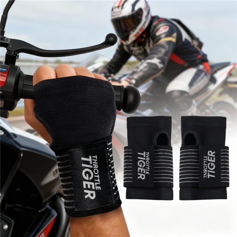 Large Motorcycle Wrist Brace Support Wraps for Bikers - Adjustable, Vibration Absorbing, Pain Relief