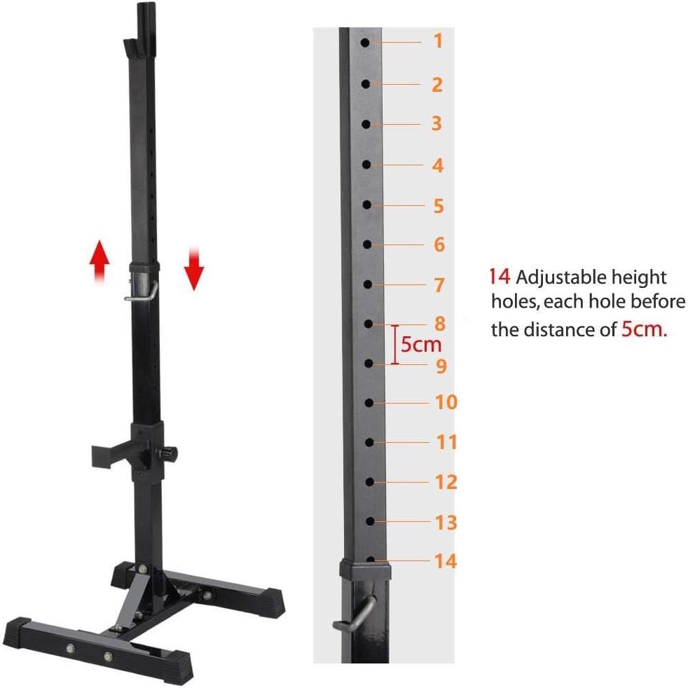 Yaheetech Pair of Adjustable Squat Rack Standard 44-70 Inch Barbell Rack, Solid Steel Squat Stands Bench Press Storage Home Gym Portable Dumbbell Stands