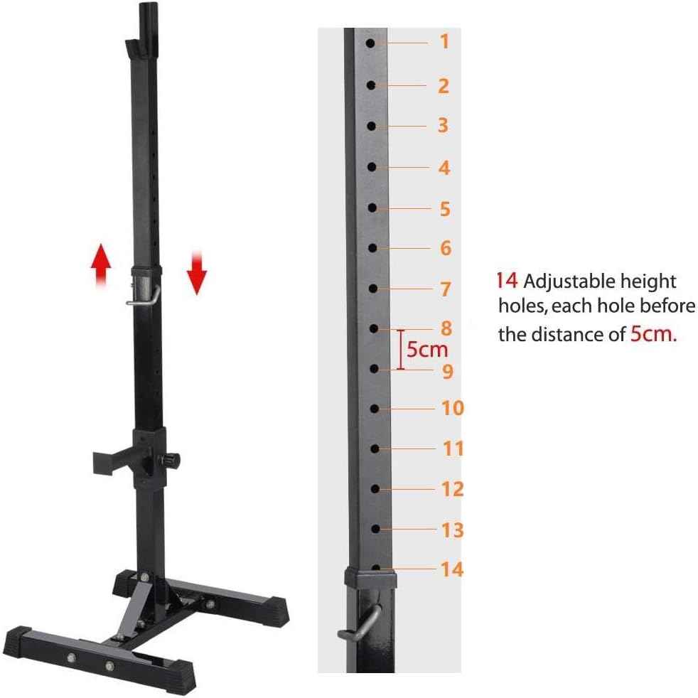 Adjustable Squat Rack for Home Gym - 44-70 Inch Solid Steel Barbell Stands