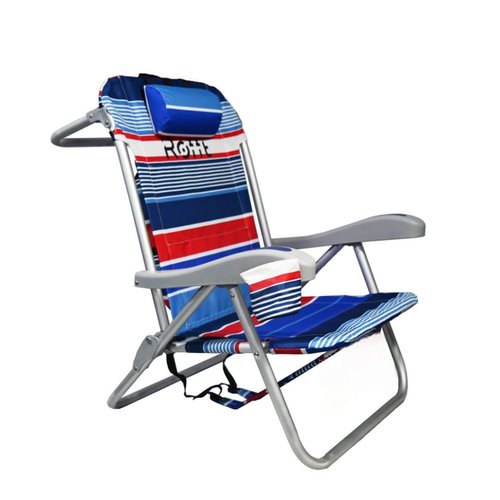 ROFFT Heavy Duty Beach Chair 6 Positions Reclining for Adults Folding Lightweight with Backpack Straps Cooler Cup Holders Big Storage Pillow and Towel bar Lay Flat Position