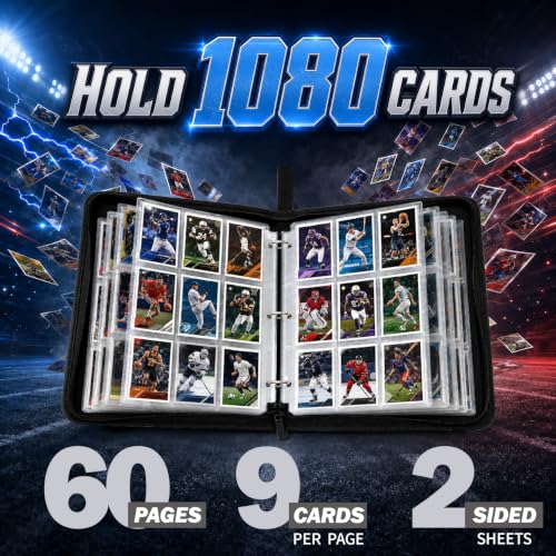 Football Card Binder 1080 Card Capacity 9-Pocket Pages - Football A