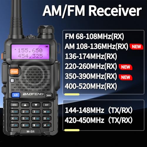Baofeng UV-5R Ham Radio Upgrade 8W Handheld Long Range UV5R Walkie Talkies with Earpiece M-5R 5RX Multi Band Two Way Radio with Copy Frequency,USB-C Charger for Hunting Survival Gear