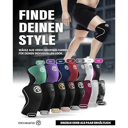 Rehband 5mm knee sleeve support for Cross Fit & heavy training, compression neoprene knee sleeve, feel stronger + more secure while workout, Colour:Camo - 1 Pair, Size:S