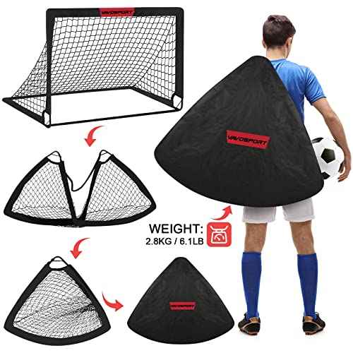 Kids Soccer Goals for Backyard Set - 2 of 4' x 3' Portable Soccer Goal Training Equipment, Pop Up Toddler Soccer Net with Soccer Ball, Soccer Set for Kids Youth Outdoor Games, Sports