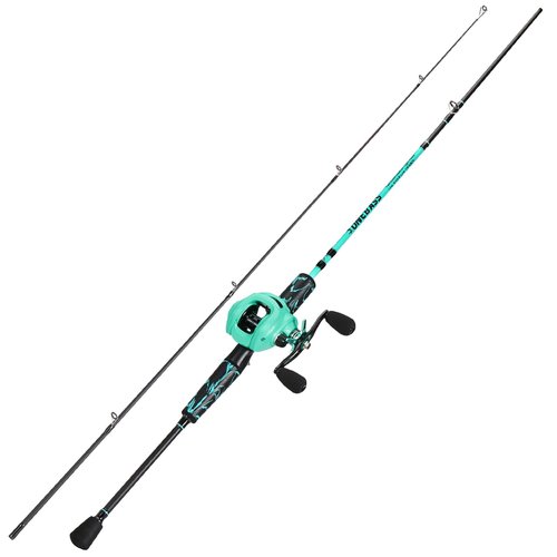One Bass Fishing Rod and Reel Combo, IM6 Graphite 2Pc Blank Baitcasting Combo with SuperPolymer Handle- 6'0" with Right Handed Reel