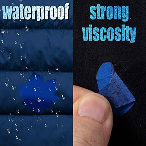 OIIKI 3 Sheets Puffer Down Jacket Repair Patch, Self Adhesive Waterproof Repair Patch, Stick On Nylon Patches Tape for Jackets Coat Clothing Tent Sleeping Bags Ski Pants Holes-Black & Blue & White