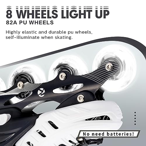 Kids Adjustable Inline Skates with Light Up Wheels - Black, Medium-Big Kid