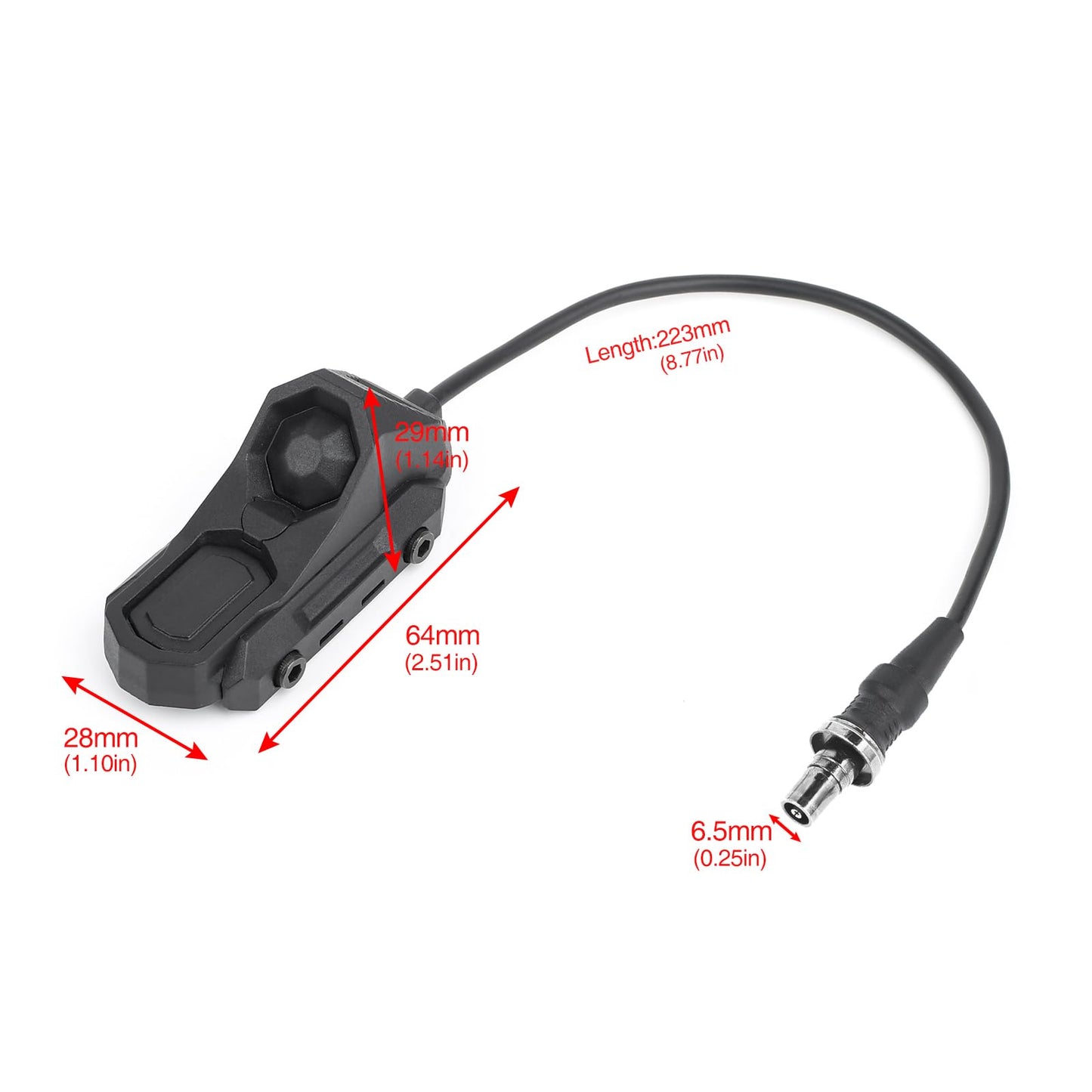 NECARL ModButton Remote Pressure Switch, Dual Function Weapon Light Switch with SF Plug for M300/M600 Tactical Flashlights, Fit for 20mm Picatinny Mlok Keymod Rail